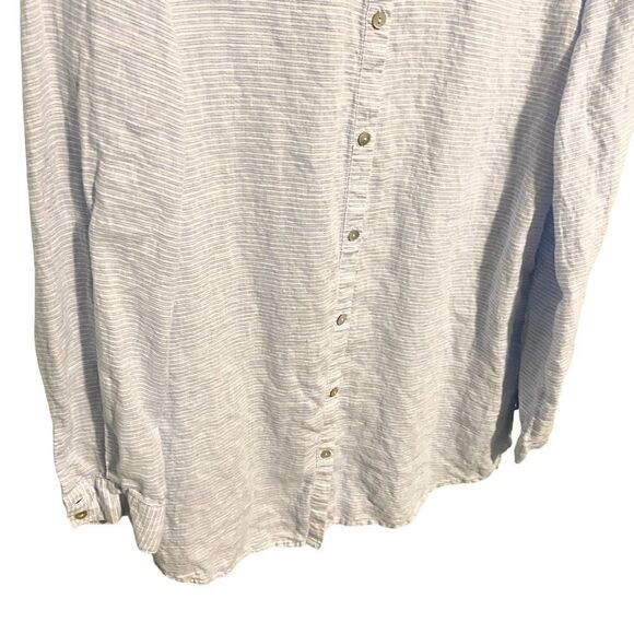 St. Tropez West 100% Linen Blue White Striped Button Down Tunic Shirt Dress in L - Picture 4 of 8